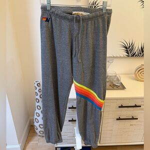 Aviator nation sweatpants with five striped neon